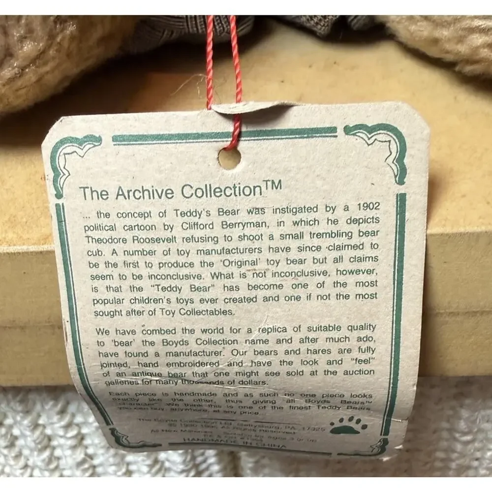 Vintage Boyds Bears #1364 Archive Series 16” Jointed Plush Bear Outfit Tags
